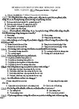Đề khảo sát chất lượng học kì II môn Vật lý Lớp 9 - Năm học 2019-2020